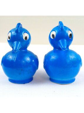 Vintage Blue Bird Salt & Pepper Shakers Japan Ceramic 2.5" Mid-Century Decor Col